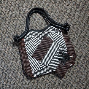 Tribal Chic! NWT Black and White Woven Tote and Makeup Bag Bundle